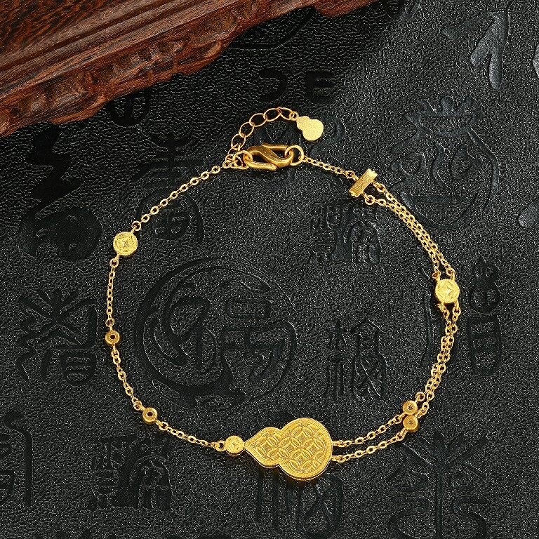 古法镶嵌金钱葫芦手链红刚玉 4