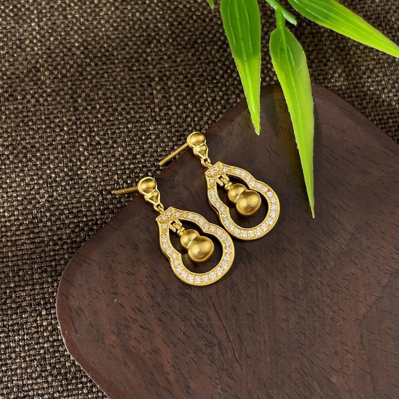 古法镶嵌莫桑直针葫芦耳饰耳钉 4