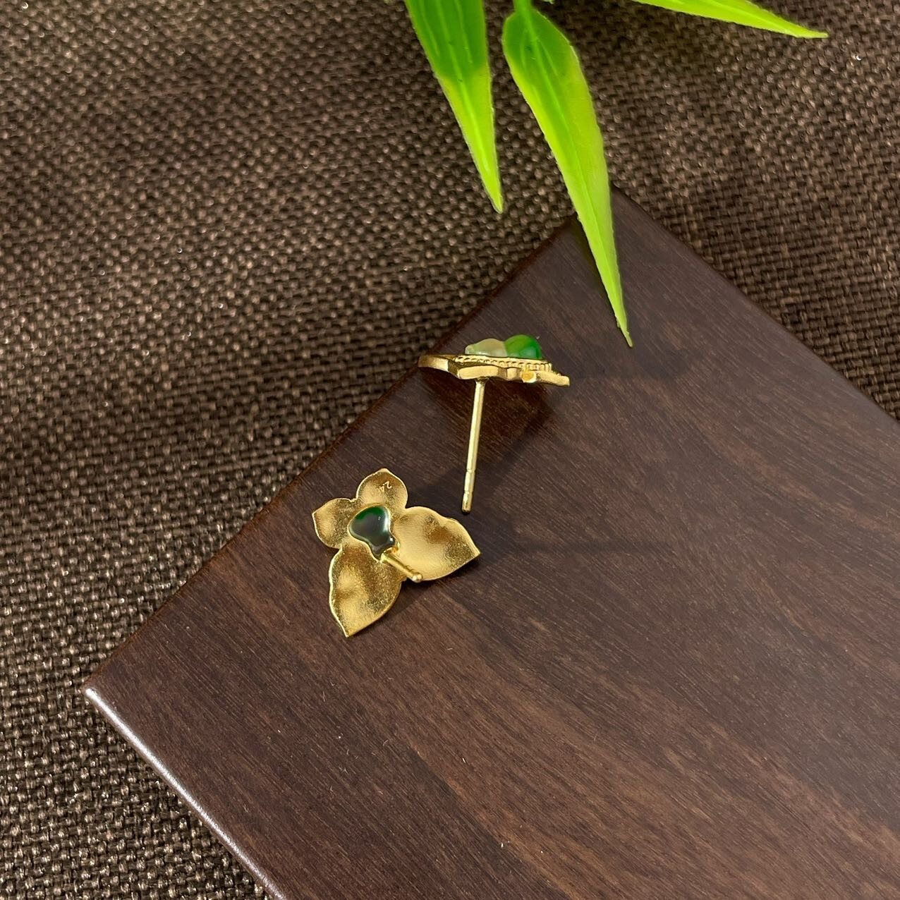 古法镶嵌 飘花 珐琅葫芦蝴蝶直针耳钉 5